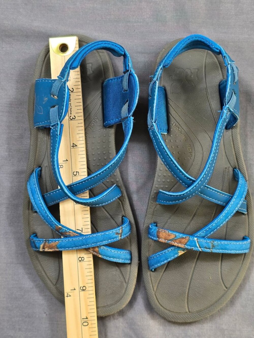 RealTree RG Blue & Gray Womens 7.5 Strappy Sandals With Arch Support - Picture 3 of 7
